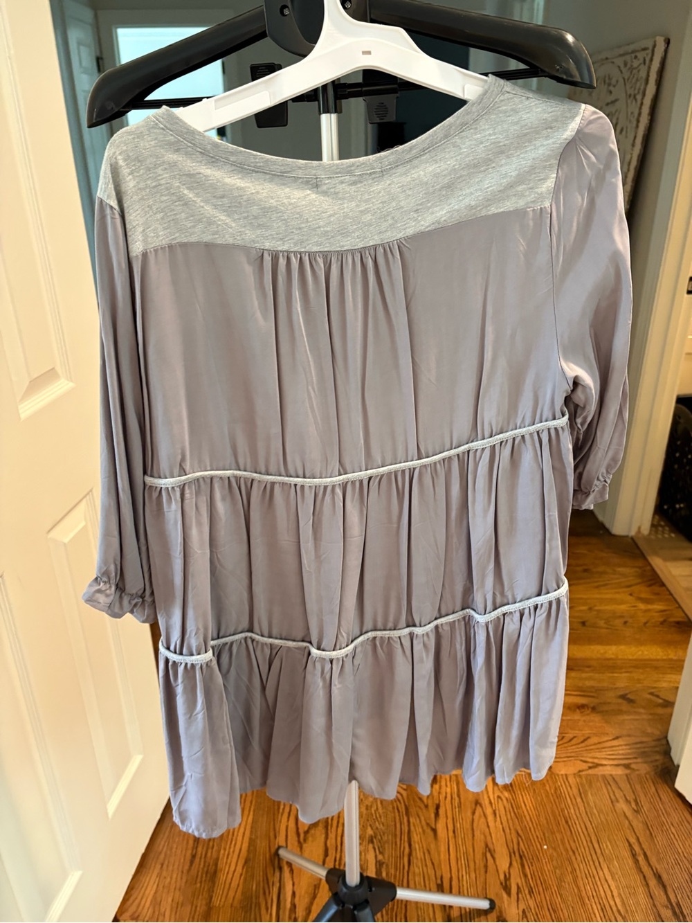 Chicwish Gray Mixed-Media Ruffle Tunic - Picture 3 of 3